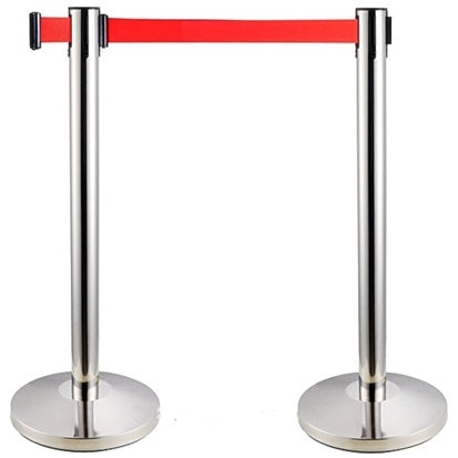 FLEX LINE 480 Stainless Steel Barrier Pole with Red Belt