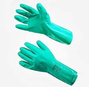 Пара зеленых нитриловых перчаток Европа - 38 см